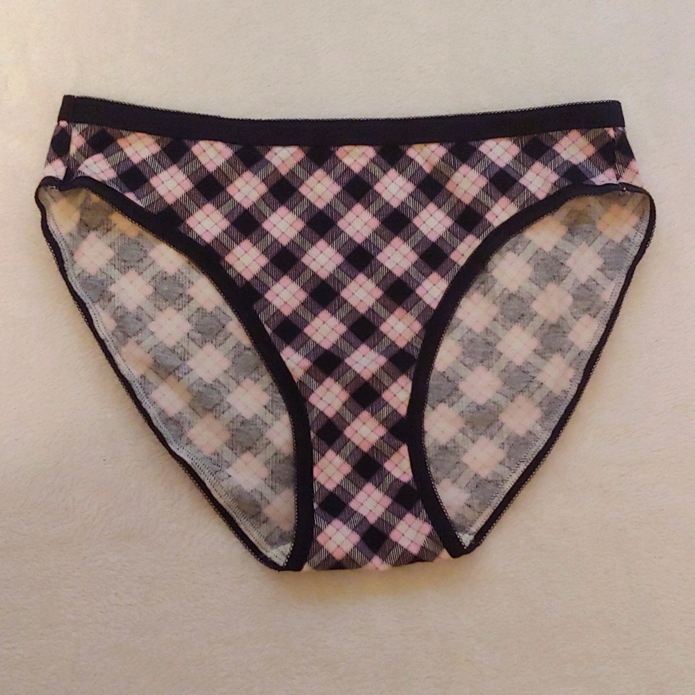 2 for $10: Victoria's Secret Plaid Cotton Stretch Bikini Panty, Small NWT